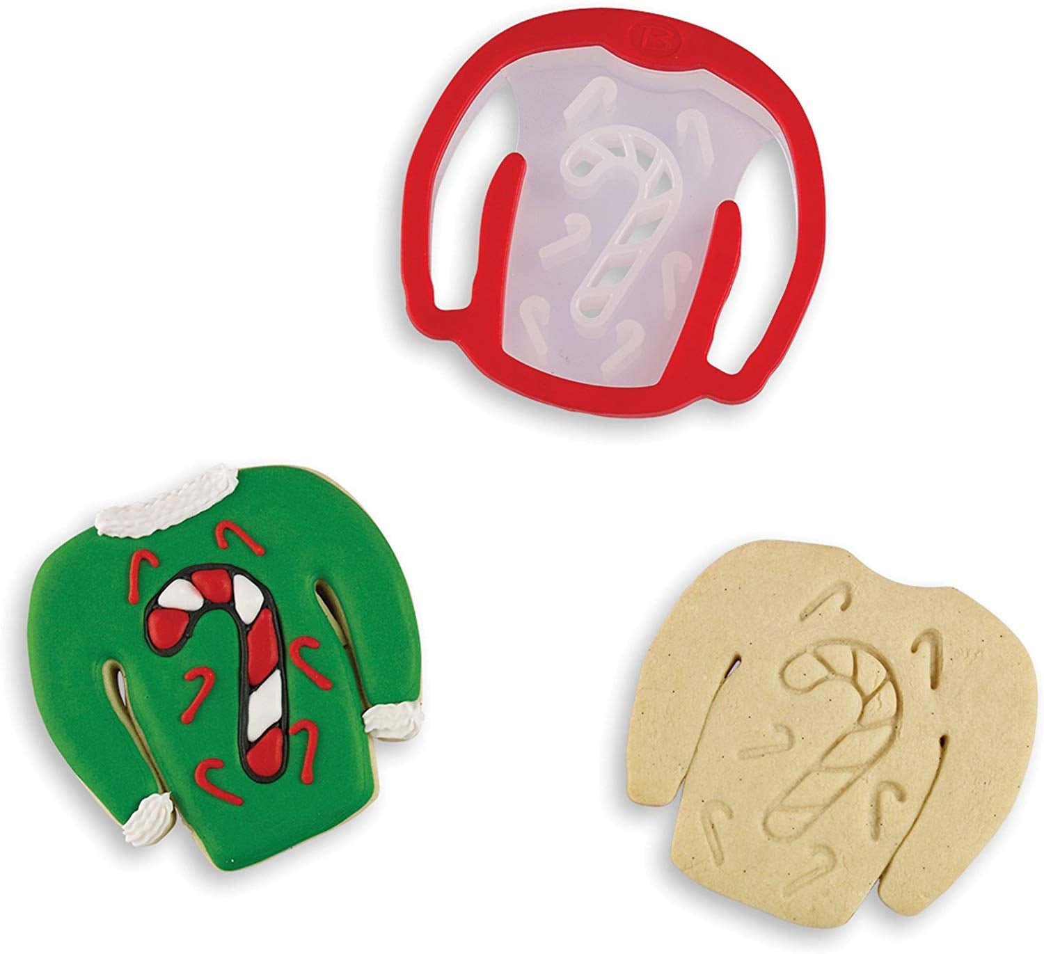 Ugly Sweater Stamp Cookie Cutter - Candy Cane