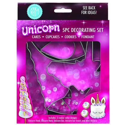 5 Piece Unicorn Cookie Cutter Decorating Set