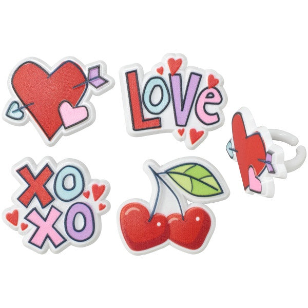 Rainbow Love Cupcake Rings, 12 Cupcake Rings