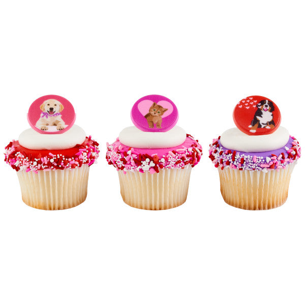 Animal Love Cupcake Rings - 12 Rings