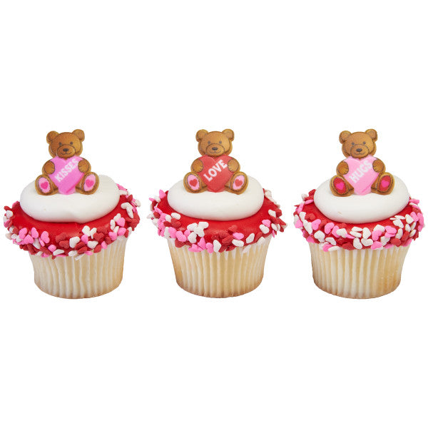 Valentine's Day Teddy Bear Cupcake Rings - 12 Cupcake Rings