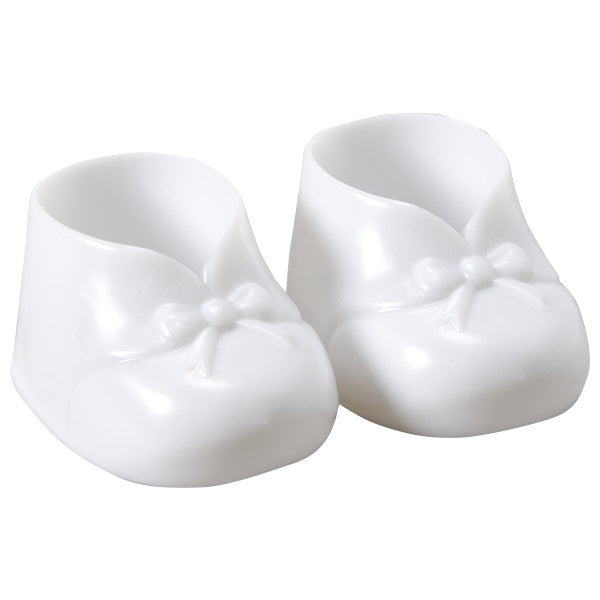 White Baby Booties Cake Topper Set