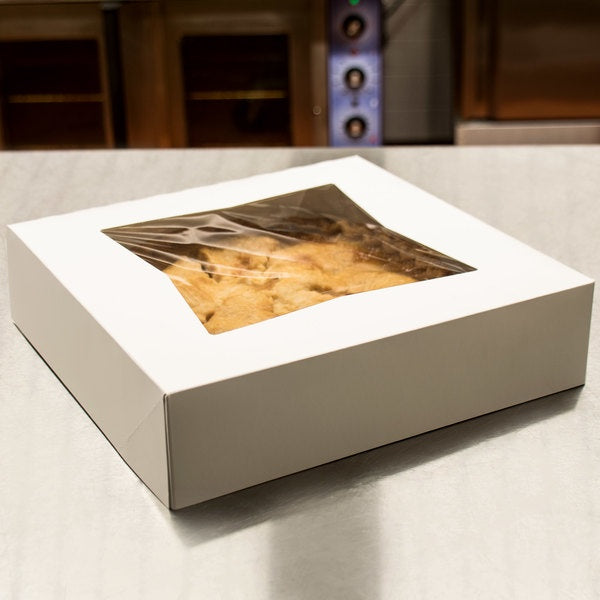 White Corner Pie Box with A Window - 10x10x2.5