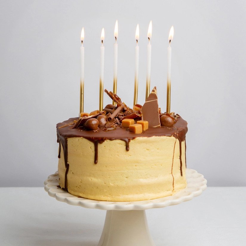 Gold and White Birthday Candles