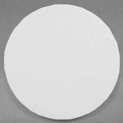 images shows a 16 inch, round, white cake drum that is 1/2 inch thick
