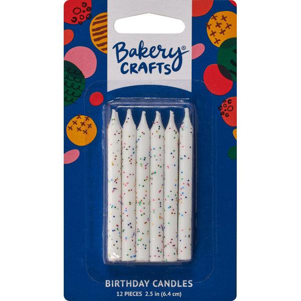 White Glitter Birthday Candles - 12pc