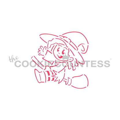 Cute Witch on a Broom Paint Your Own Stencil